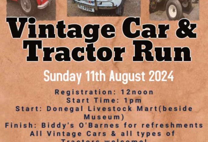 Annual Donegal Vintage Car & Tractor Run – 11th August 2024